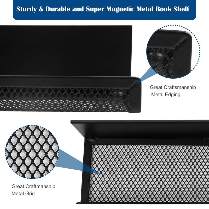 Mofuiry 2 Pack Metal Magnetic Book Shelf for Whiteboard Classroom, 17Inch Floating Book Display Shelves Heavy Duty Magnetic Book Holder Magnet Refrigerator Organizer for Kid Room Office Teacher Storage - Image 5